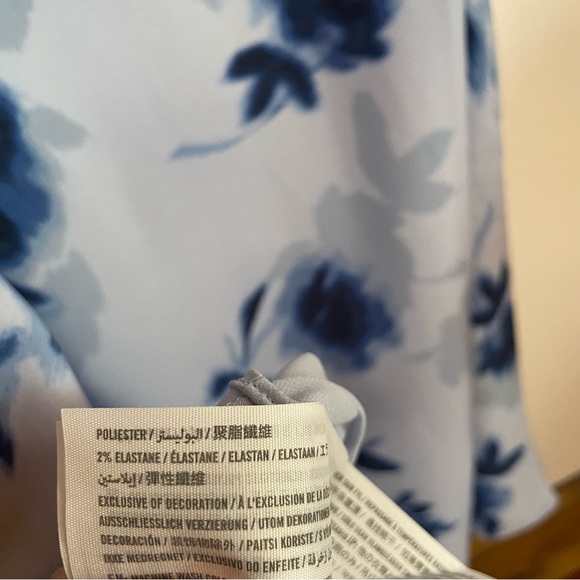Abercrombie & Fitch NWT Maxi Dress Puff sleeve tie back slip Blue Floral size L - Picture 12 of 16